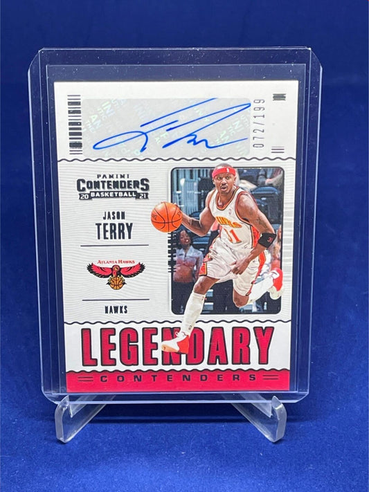 JASON TERRY 2020-21 PANINI CONTENDERS LEGENDARY AUTO #D 72/199
