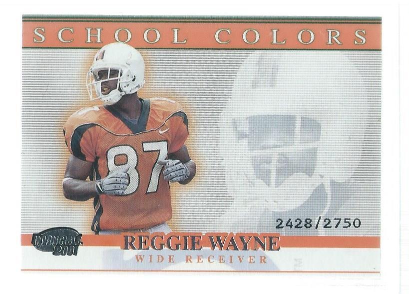 REGGIE WAYNE 2001 INVINCIBLE SCHOOL COLORS ROOKIE RC #D 2428/2750