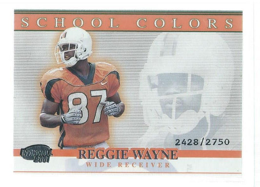 REGGIE WAYNE 2001 INVINCIBLE SCHOOL COLORS ROOKIE RC #D 2428/2750