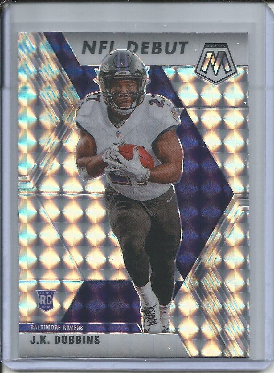 J.K. DOBBINS 2019-20 PANINI MOSAIC NFL DEBUT SILVER MOSAIC PRIZM ROOKIE RC