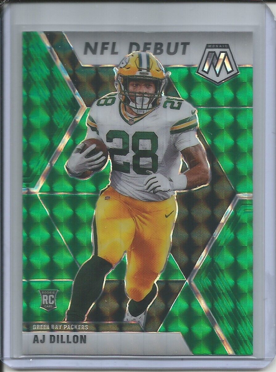 AJ DILLON 2019-20 PANINI MOSAIC NFL DEBUT GREEN PRIZM ROOKIE RC PACKERS