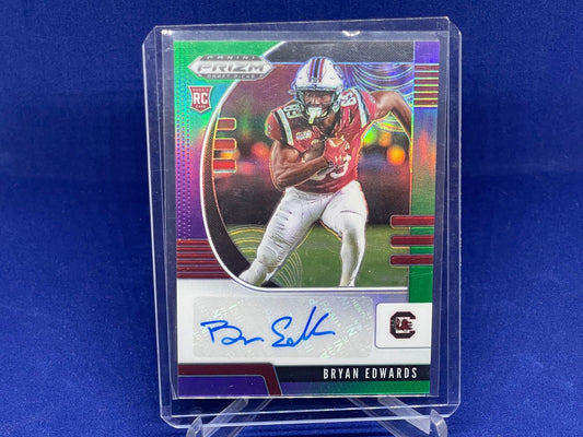 BRYAN EDWARDS 2020 PANINI PRIZM DRAFT PICKS GREEN PURPLE AUTO RC #D 149/199