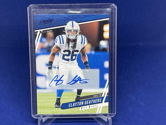 CLAYTON GEATHERS 2020 PANINI PRESTIGE BLUE FOIL XTRA POINTS AUTO # 65