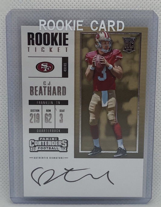 C.J BEATHARD 2017 PANINI CONTENDERS ROOKIE TICKET ON CARD AUTO RC #307