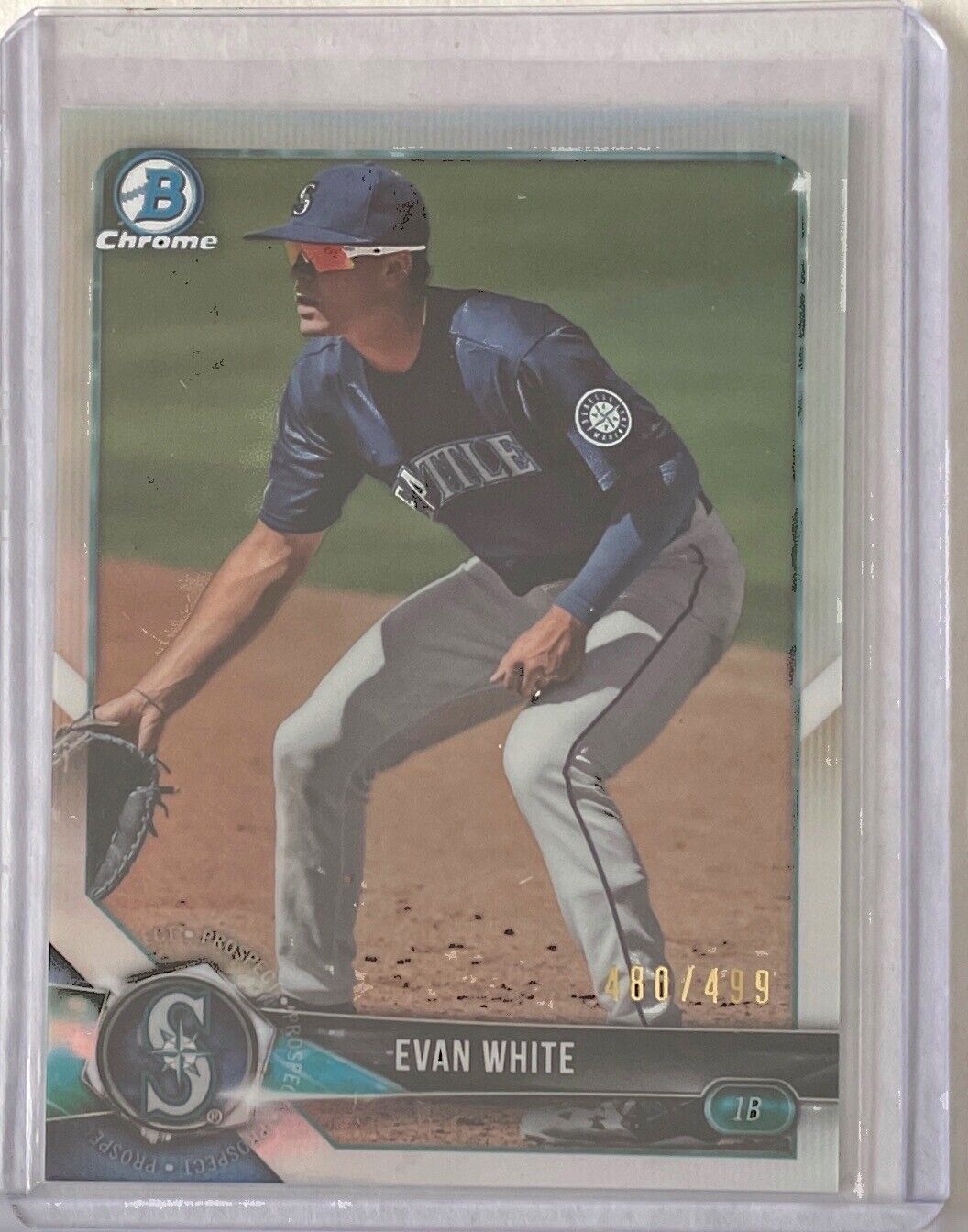 EVAN WHITE 2018 BOWMAN CHROME PROSPECT SILVER CHROME REFRACTOR #D 480/499