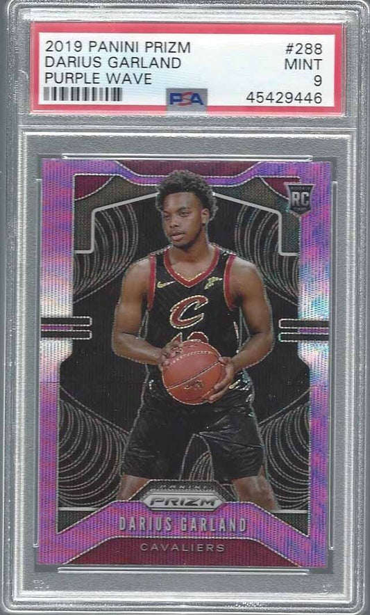 DARIUS GARLAND 2019-20 PANINI PRIZM PURPLE WAVE PRIZMS SSP RC #288 PSA 9 MINT