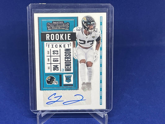 CJ HENDERSON 2020 PANINI CONTENDERS ROOKIE TICKET VARIATION AUTO RC # 144