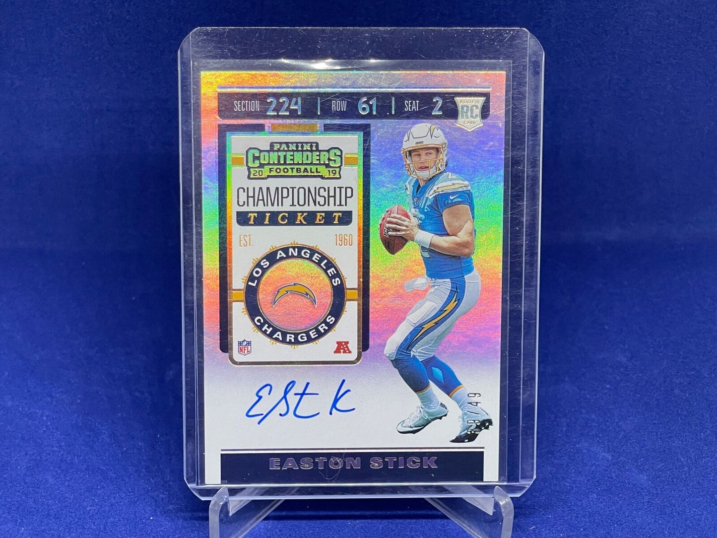 EASTON STICK 2019 CONTENDERS CHAMPIONSHIP TICKET VARIATION ON CARD AUTO RC /49