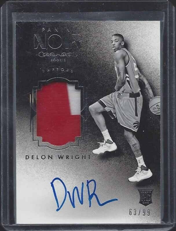 DELON WRIGHT 2015-16 PANINI NOIR 2 COLOR RPA BLACK WHITE PATCH AUTO RC #D 99/99