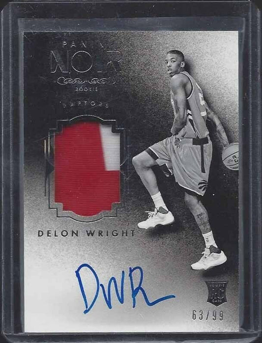 DELON WRIGHT 2015-16 PANINI NOIR 2 COLOR RPA BLACK WHITE PATCH AUTO RC #D 99/99