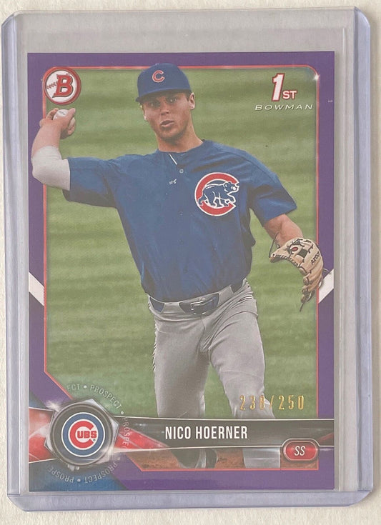 NICO HOERNER 2018 BOWMAN PAPER 1ST PROSPECT PURPLE #D 238/250