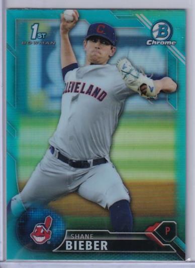 SHANE BIEBER 2016 BOWMAN CHROME SKY BLUE REFRACTOR 1ST PROSPECT BDC-68