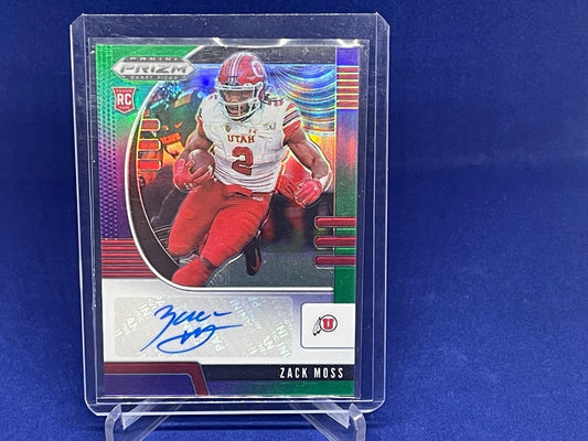 ZACK MOSS 2020 PANINI PRIZM DRAFT PICKS GREEN PURPLE PRIZM AUTO RC #D 139