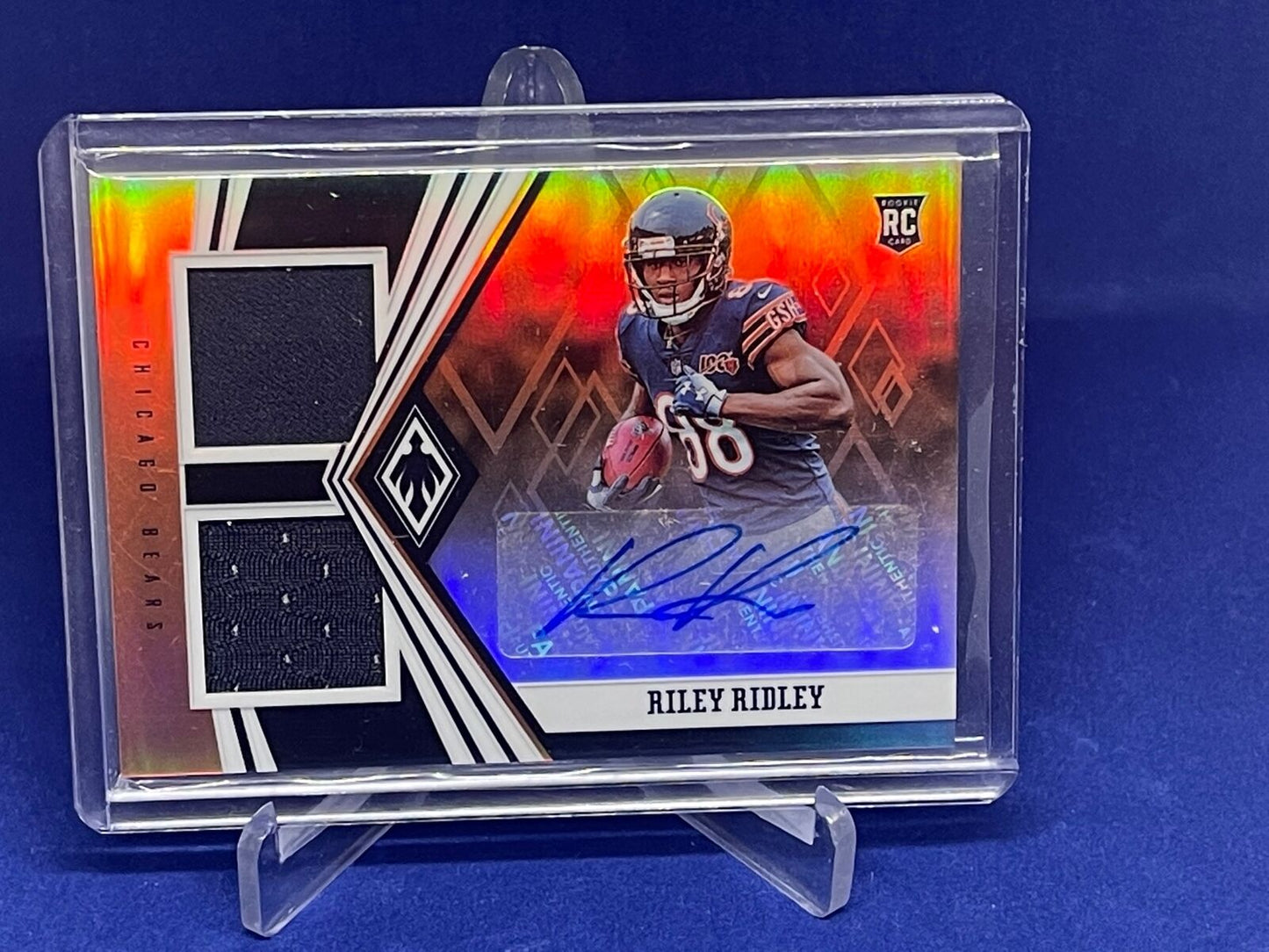 RILEY RIDLEY 2019 PANINI PHOENIX ORANGE DUAL JERSEY PATCH AUTO RC #D 24/99