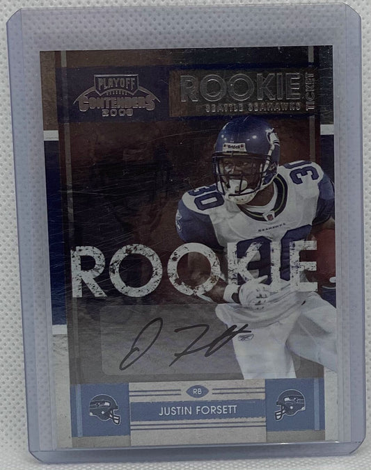 JUSTIN FORSETT 2008 PLAYOFF CONTENDERS ROOKIE TICKET AUTO RC #159