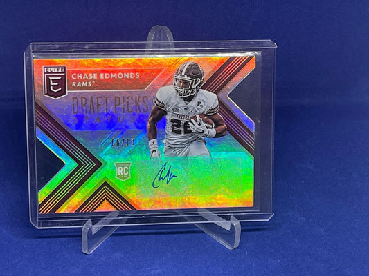 CHASE EDMONDS 2018 PANINI ELITE DRAFT PICKS STATUS GOLD DIE CUT AUTO RC #D 6/10