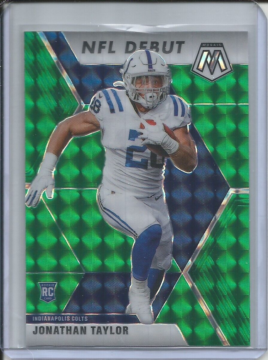 JONATHAN TAYLOR 2019-20 PANINI MOSAIC NFL DEBUT GREEN PRIZM ROOKIE RC COLTS