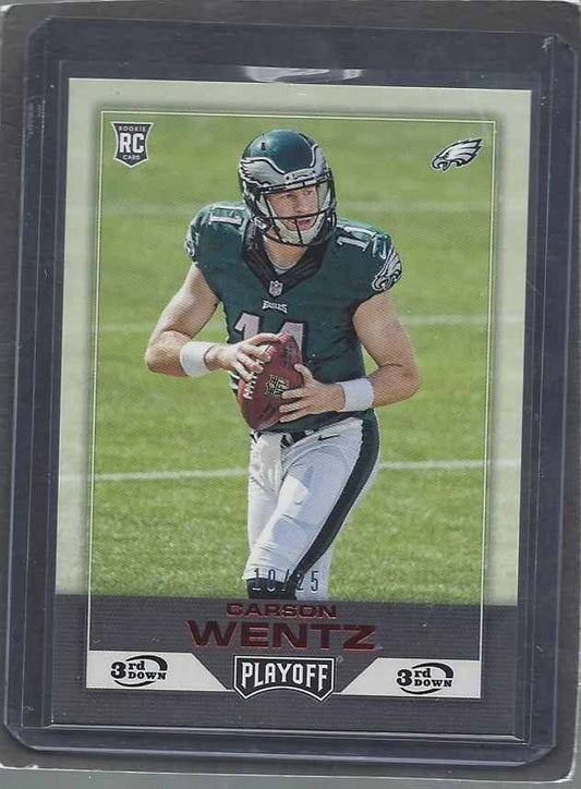 CARSON WENTZ 2016 PANINI PLAYOFF 3RD DOWN EAGLES ROOKIE RED RC #D 10/25