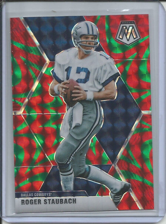 ROGER STAUBACH 2019-20 PANINI MOSAIC REACTIVE GREEN PRIZM COWBOYS