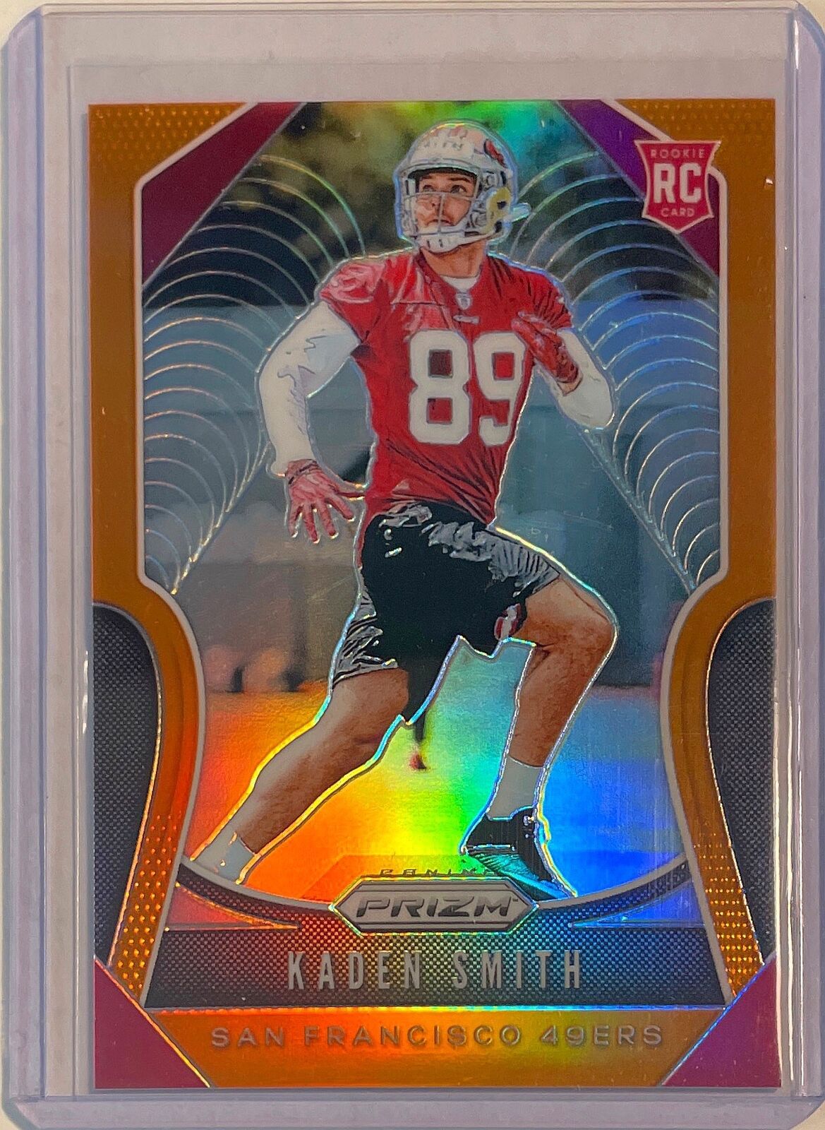 KADEN SMITH 2019 PANINI PRIZM ORANGE PRIZM ROOKIE RC #D 082/249