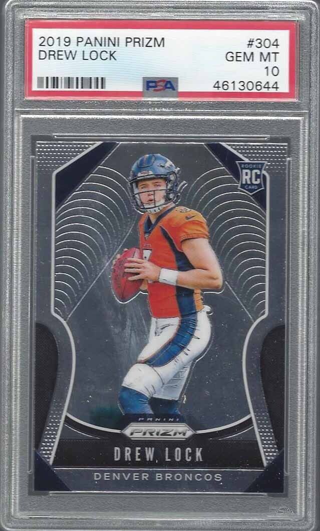 DREW LOCK 2019 PANINI PRIZM TRUE ROOKIE RC #304 PSA 10 GEM MINT