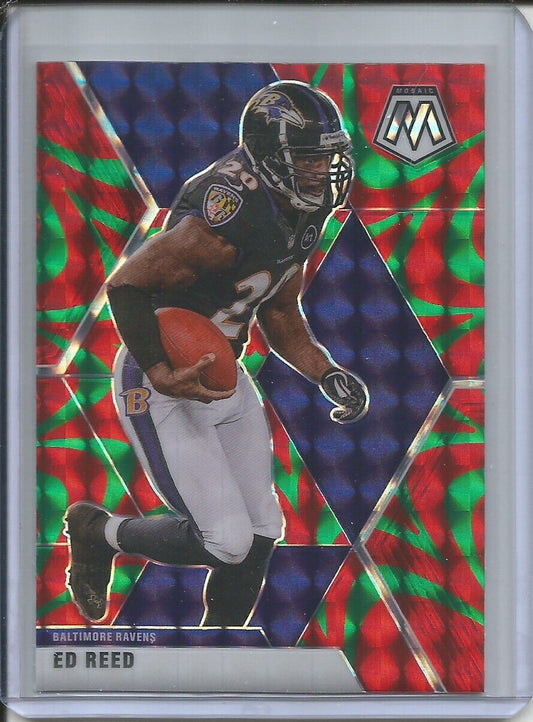 ED REED 2019-20 PANINI MOSAIC REACTIVE GREEN PRIZM RAVENS