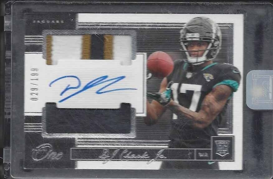 D.J. CHARK 2018 PANINI ONE DUAL 3 COLOR PATCH ON CARD AUTO RC #D 29/199