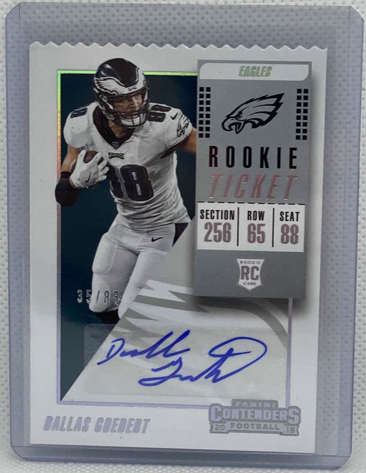 DALLAS GOEDERT 2018 CONTENDERS TICKET STUB DIE CUT AUTO RC #D 35/88