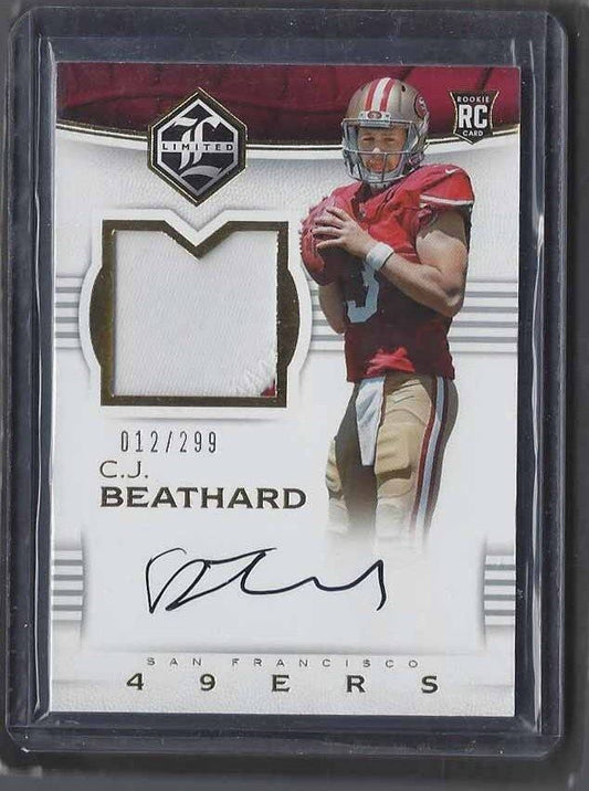C.J. BEATHARD 2017 LIMITED 2 COLOR RPA PATCH ON CARD AUTO RC #D 12/299