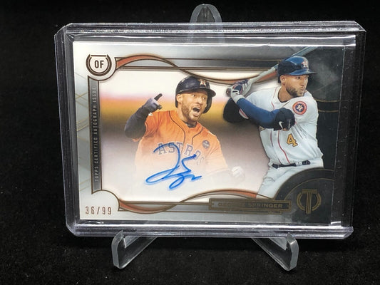 GEORGE SPRINGER 2019 TOPPS TRIBUTE ON CARD AUTO #D 36/99