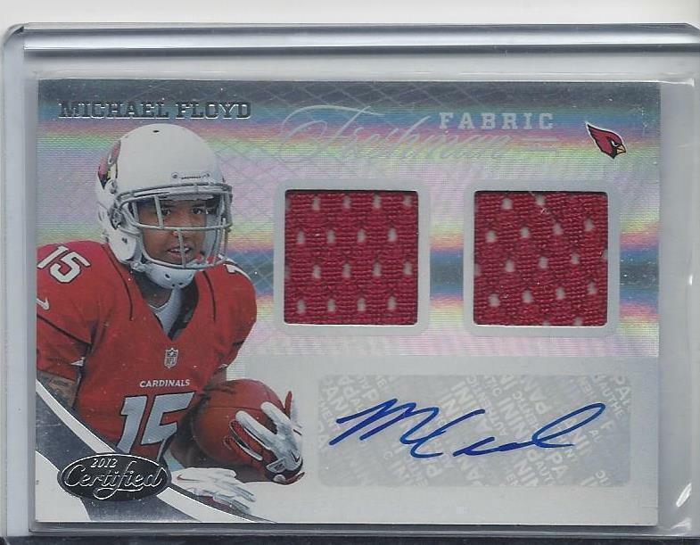 MICHAEL FLOYD 2012 CERTIFIED FRESHMAN FABRIC ROOKIE DUAL JERSEY AUTO RC #D /399