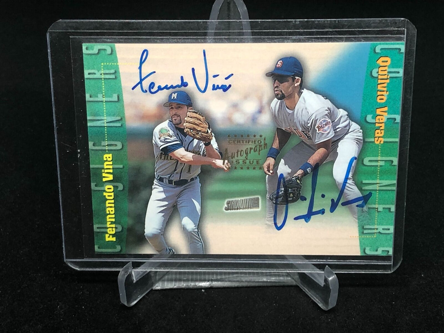 FERNANDO VINA QUILVIO VERAS 1999 TOPPS STADIUM CLUB DUAL ON CARD AUTO