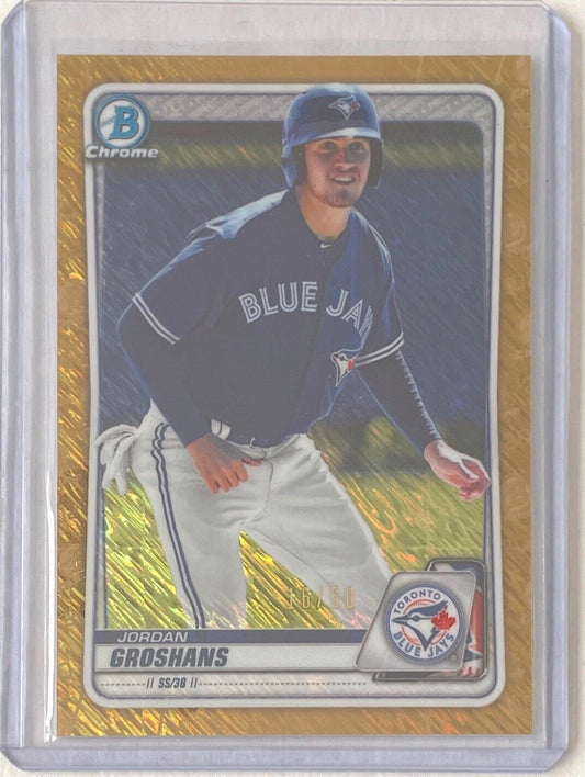 JORDAN GROSHANS 2020 BOWMAN CHROME PROSPECT GOLD SHIMMER REFRACTOR #D 16/50