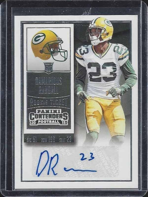 DAMARIOUS RANDALL 2015 PANINI CONTENDERS PACKERS ROOKIE TICKET TRUE RC AUTO #255