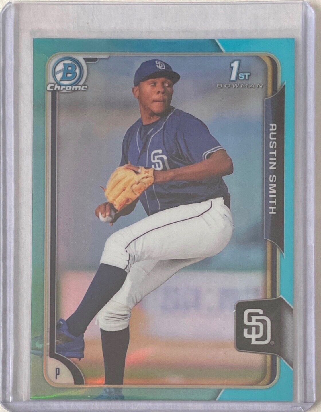 AUSTIN SMITH 2015 BOWMAN CHROME 1ST PROSPECT SKY BLUE REFRACTOR #180