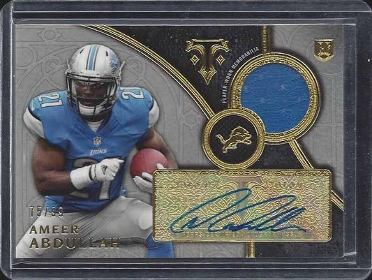AMEER ABDULLAH 2015 TOPPS TRIPLE THREADS LIONS ROOKIE JERSEY AUTO RC #D 75/99