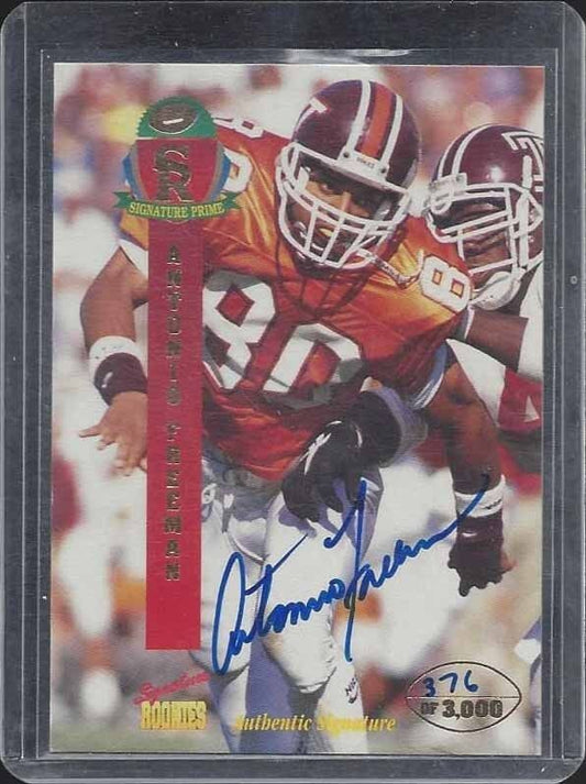 ANTONIO FREEMAN 1995 SIGNATURE ROOKIES PRIME ON CARD PACKERS AUTO RC #D /3000
