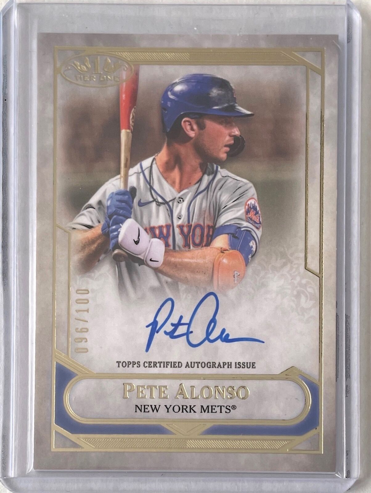 PETE ALONSO 2021 TOPPS TIER ONE TALENT ON CARD AUTO #D 096/100