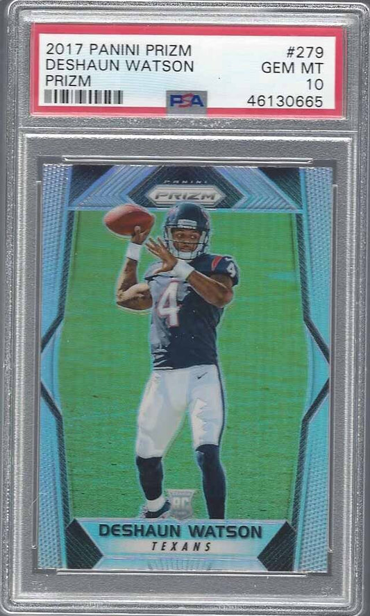 DESHAUN WATSON 2017 PANINI PRIZM SILVER PRIZMS TRUE ROOKIE RC #279 PSA 10 GEM MT