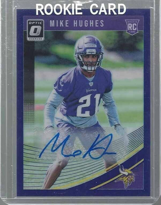 MIKE HUGHES 2018 DONRUSS OPTIC PURPLE HOLO ROOKIE AUTO RC #D 6/35