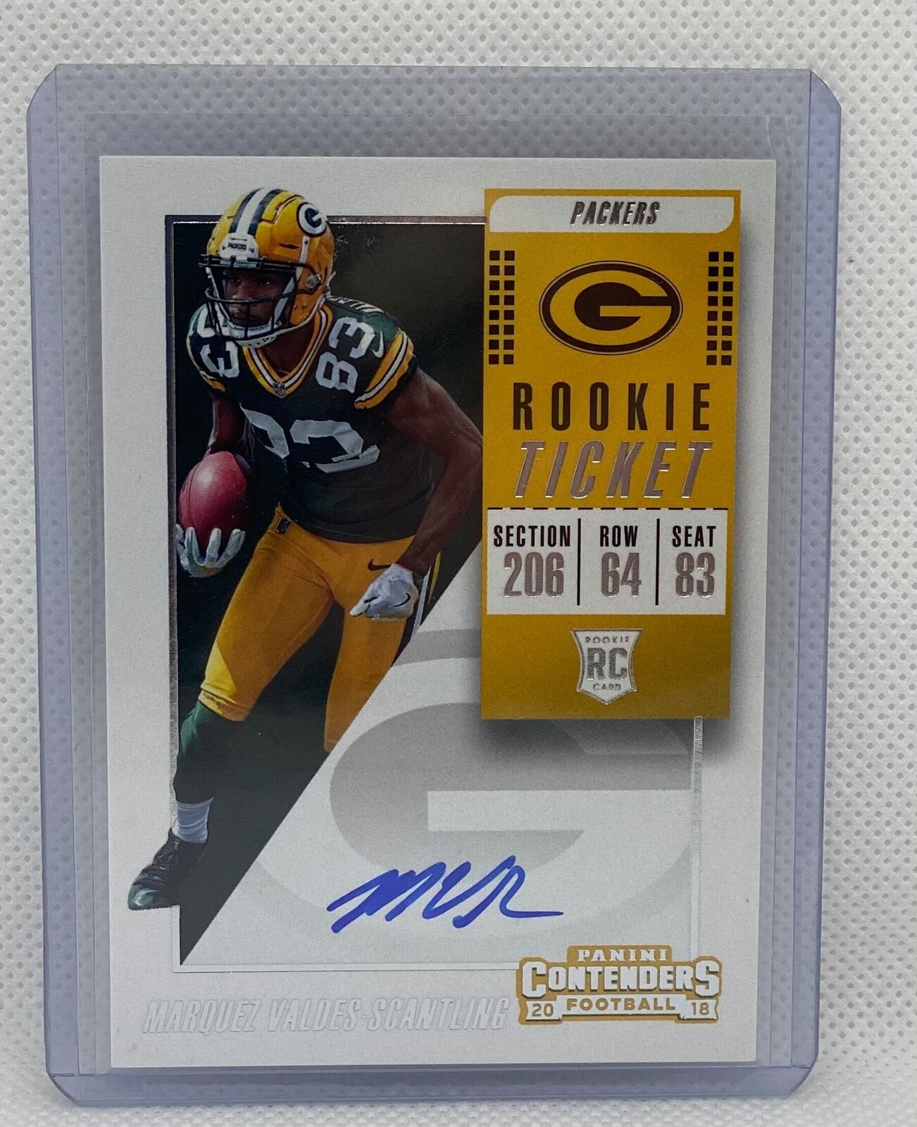 MARQUEZ VALDES-SCANTLING 2018 PANINI CONTENDERS ROOKIE TICKET AUTO RC #140
