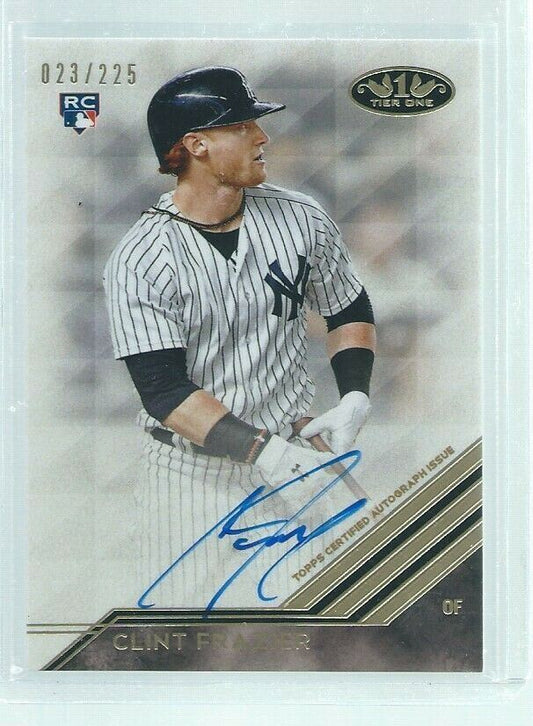 CLINT FRAZIER 2018 TOPPS TIER ONE ON CARD AUTO ROOKIE RC #D 23/225