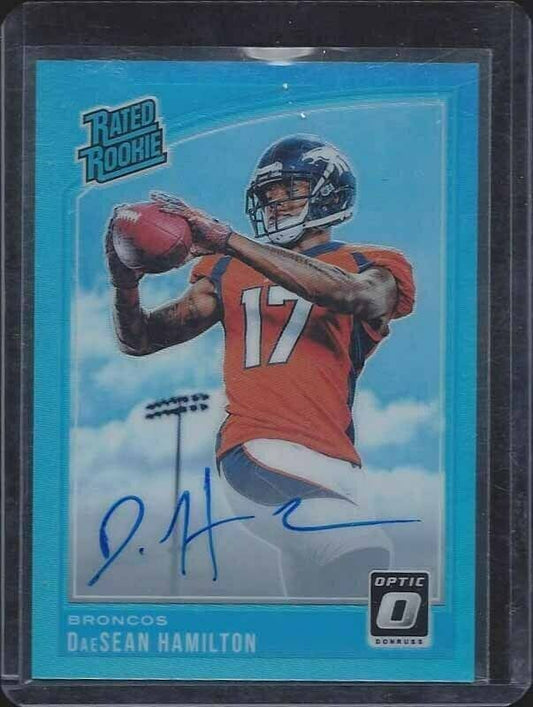 DAESEAN HAMILTON 2018 DONRUSS OPTIC RATED ROOKIE BLUE HOLO ON CARD AUTO #D 46/75