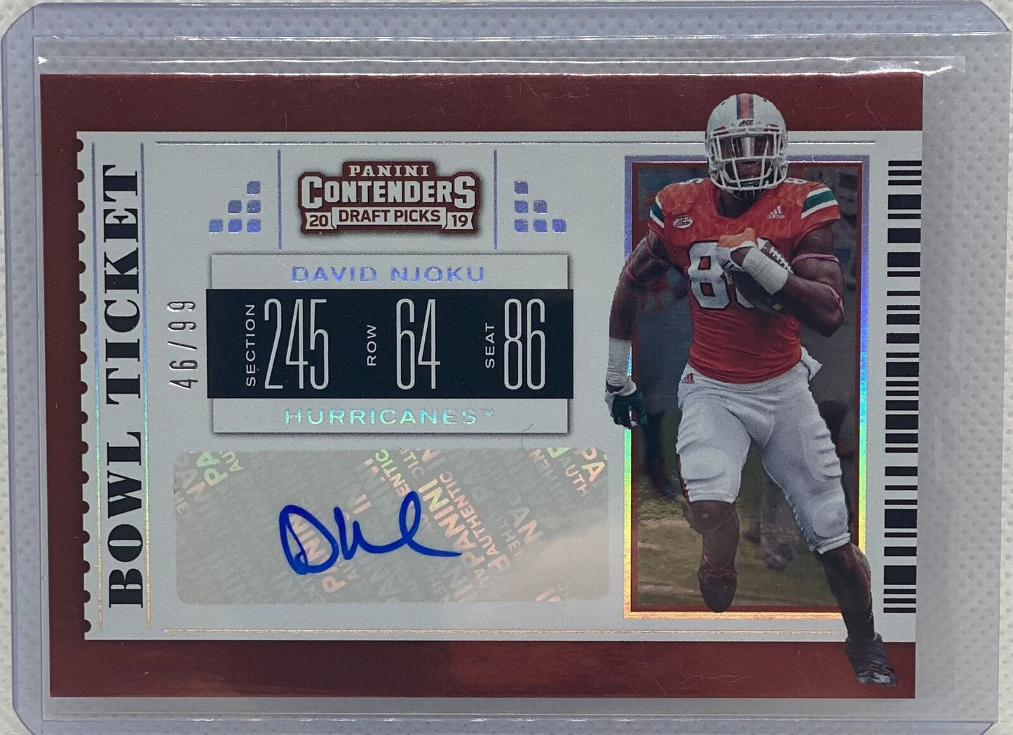DAVID NJOKU 2019 PANINI DRAFT PICKS BOWL TICKET AUTO RC #D 46/99