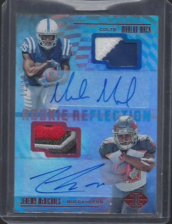 MARLON MACK JEREMY MCNICHOLS 2017 ILLUSIONS REFLECTION DUAL PATCH AUTO RC #D /10