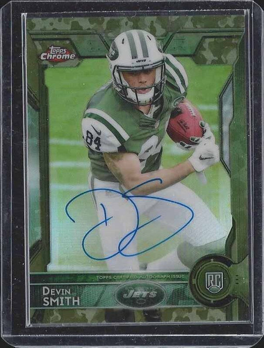 DEVIN SMITH 2015 TOPPS CHROME CAMO REFRACTOR ON CARD ROOKIE AUTO RC #D 11/99