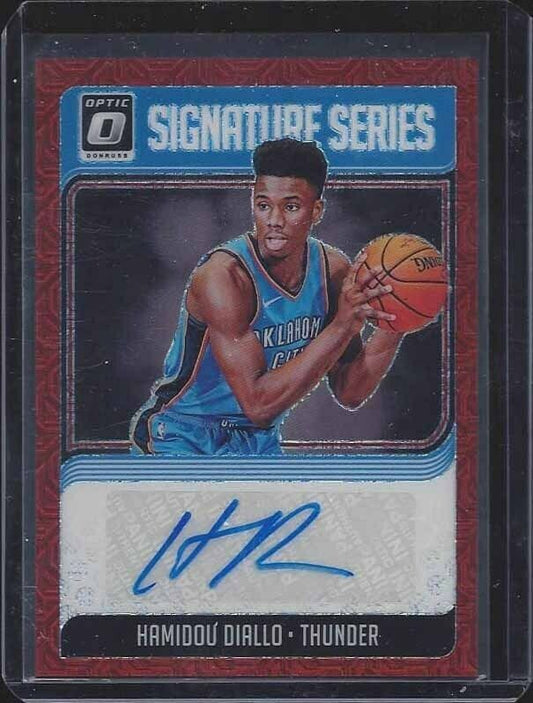 HAMIDOU DIALLO 2018-19 DONRUSS OPTIC CHOICE SIGNATURES SERIES RED HOLO AUTO RC