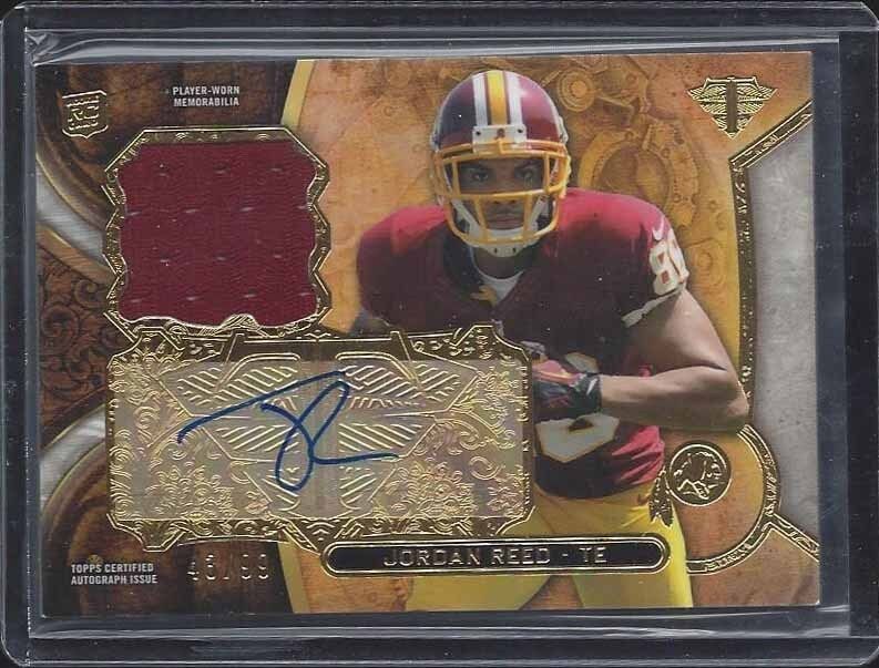 JORDAN REED 2013 TOPPS TRIPLE THREADS REDSKINS ROOKIE JERSEY AUTO RC #D 43/99