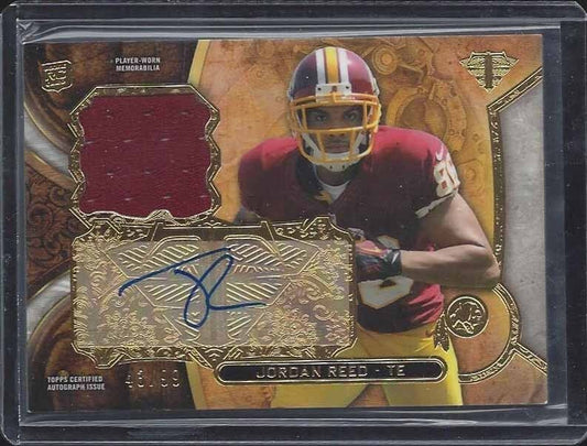 JORDAN REED 2013 TOPPS TRIPLE THREADS REDSKINS ROOKIE JERSEY AUTO RC #D 43/99