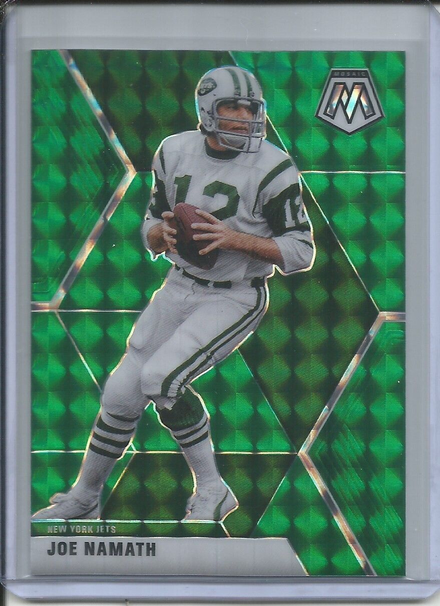 JOE NAMATH 2019-20 PANINI MOSAIC GREEN PRIZM JETS